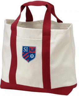 2-Tone Shopping Tote, Natural/Red